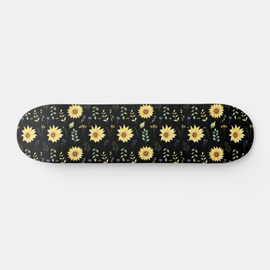 Blumen und Glamour Nahtloses Muster Frühjahr Skateboard (Horizontal)
