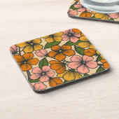 Blumen und Glamour Nahtloses Muster Getränkeuntersetzer (Linke Seite)