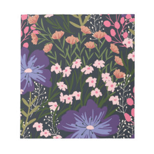 Blumen und Glamour Nahtloses Muster Naturfarbe Notizblock