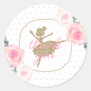 Blumen- und Gold-Ballerina-Dankeschön-Geschenk Runder Aufkleber