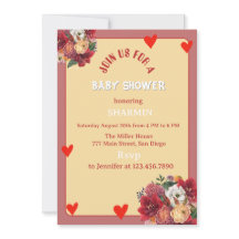 Blumen- und Herz-Baby-Shower-Einladung