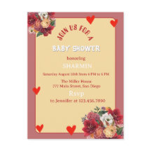 Blumen- und Herz-Baby-Shower-Einladung