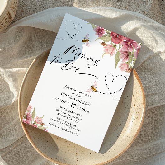 Blumen- und Herzmuschel für Babydusche Einladung