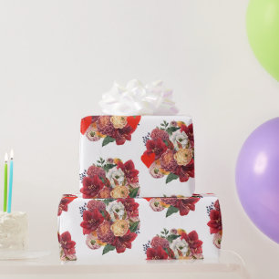 Blumen- und Herzromantisches Florales Design Geschenkpapier