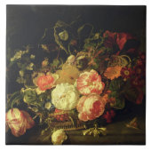 Blumen und Insekten, 1711 (Öl auf Platte) Fliese (Vorderseite)