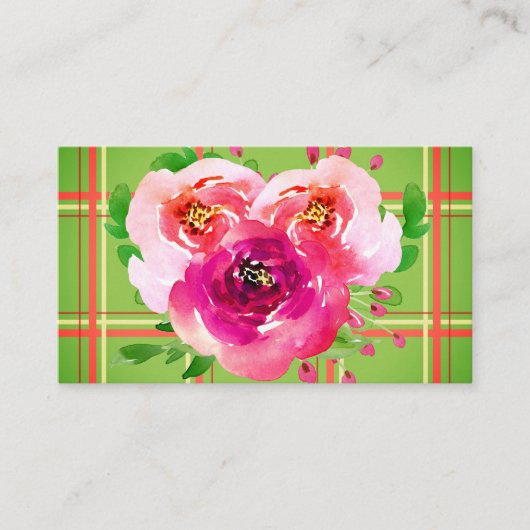 Blumen und Kariert Visitenkarte (Vorderseite)