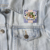 Blumen- und Karo-Fotorahmen Muttertag Button (Beispiel)