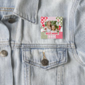 Blumen- und Karo-Fotorahmen Muttertag Button (Beispiel)