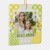 Blumen- und Karo-Fotorahmen Muttertag Keramikornament (Rechts)