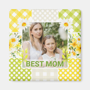 Blumen- und Karo-Fotorahmen Muttertag Magnet