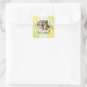 Blumen- und Karo-Fotorahmen Muttertag Quadratischer Aufkleber (Tasche)