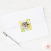 Blumen- und Karo-Fotorahmen Muttertag Quadratischer Aufkleber (Umschlag)