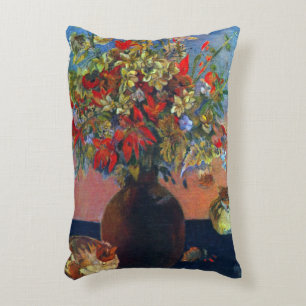 Blumen und Katzen von Paul Gauguin, Vintage Fine A Dekokissen