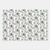 Blumen und Kleidung, blau und braun Geschenkpapier Set (Vorderseite 3)