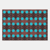 Blumen und Kleidung, blau und braun Geschenkpapier Set (Vorderseite)