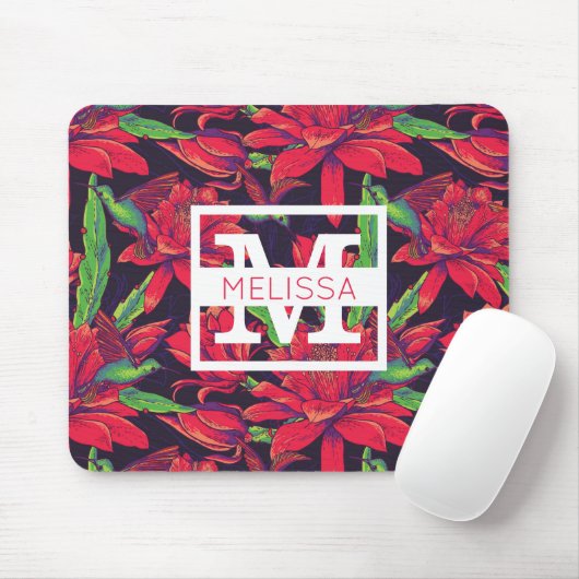 Blumen und Kolibris | addieren Ihren Namen Mousepad (Mit Mouse)
