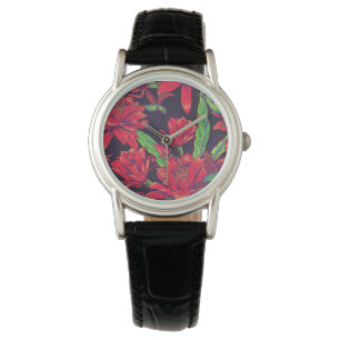 Blumen und Kolibris Armbanduhr