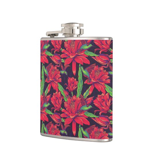 Blumen und Kolibris Flachmann (Links)