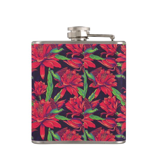 Blumen und Kolibris Flachmann (Rückseite)