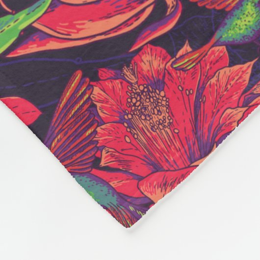 Blumen und Kolibris Fleecedecke (Ecke)