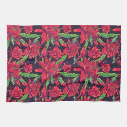 Blumen und Kolibris Geschirrtuch (Horizontal)