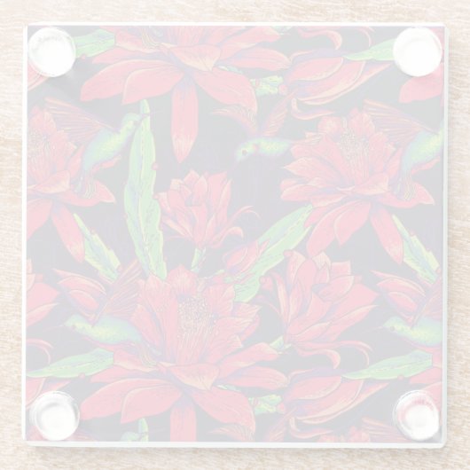 Blumen und Kolibris Glasuntersetzer (Rückseite)