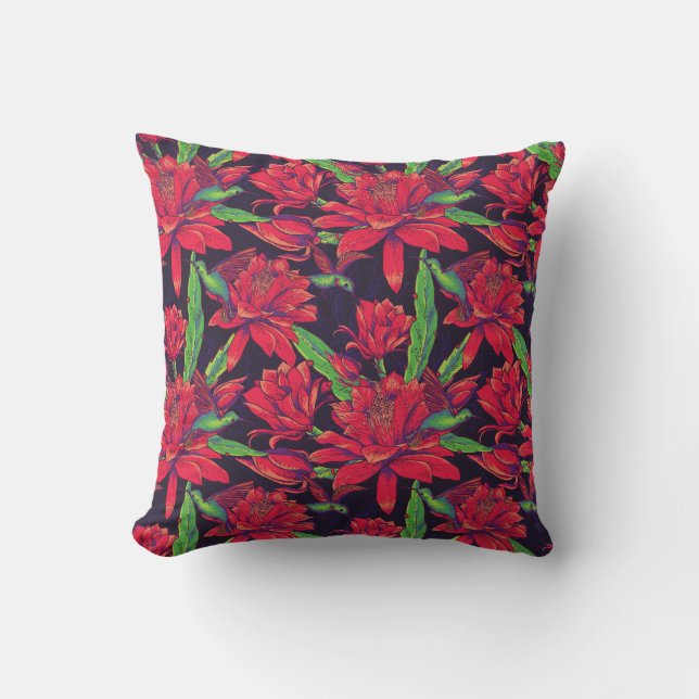 Blumen und Kolibris Kissen (Vorderseite)