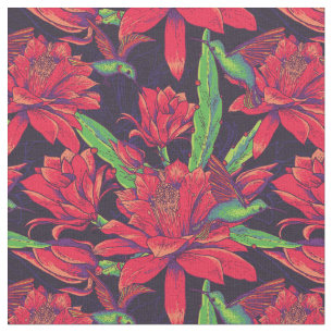 Blumen und Kolibris Stoff