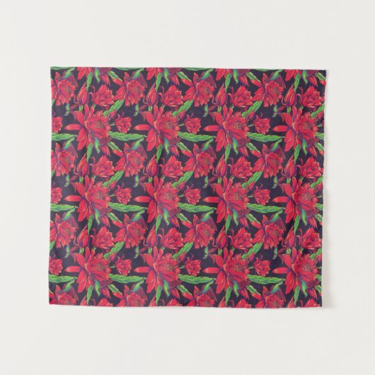 Blumen und Kolibris Wandteppich (Vorderseite (Horizontal))