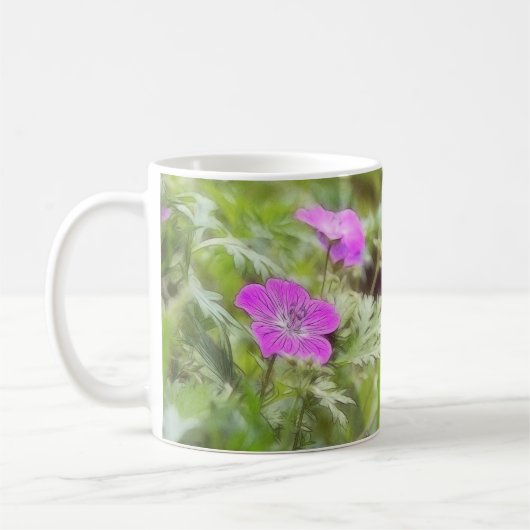Blumen und Laub - robuste Pelargonie Kaffeetasse (Links)