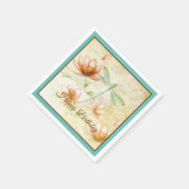 Blumen und Libelle anpassbar Serviette (Ecke)