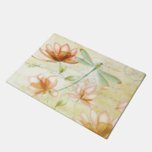 Blumen und Libelle Fußmatte