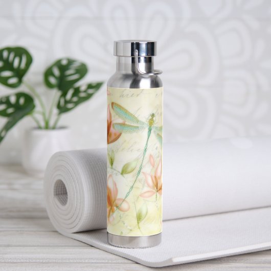 Blumen und Libelle  Trinkflasche (Yoga)