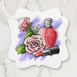 Blumen und Lippenstift Geschenkanhänger