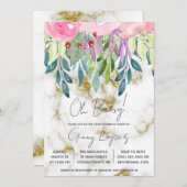 Blumen- und Marmordusche Einladung (Vorne/Hinten)