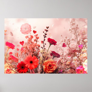 Blumen und mehr Blumen zieren diese romantische Wa Poster