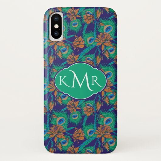 Blumen und Monogramm der Feder-| Case-Mate iPhone Hülle (Rückseite)