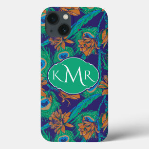 Blumen und Monogramm der Feder-  iPhone 13 Hülle