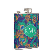 Blumen und Monogramm der Feder-| Flachmann (Rechts)