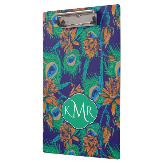 Blumen und Monogramm der Feder-| Klemmbrett (Links)