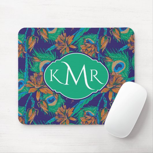 Blumen und Monogramm der Feder-| Mousepad (Mit Mouse)