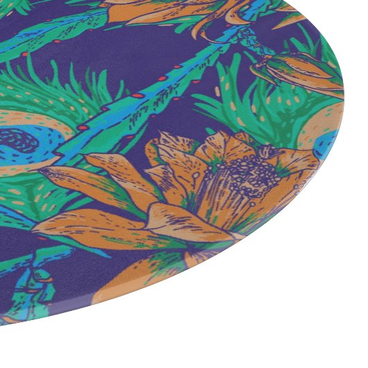 Blumen und Monogramm der Feder-| Schneidebrett (Ecke)