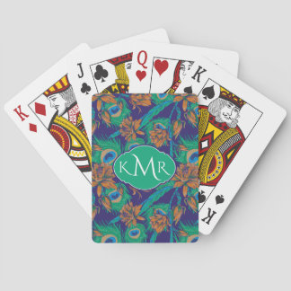 Blumen und Monogramm der Feder-| Spielkarten