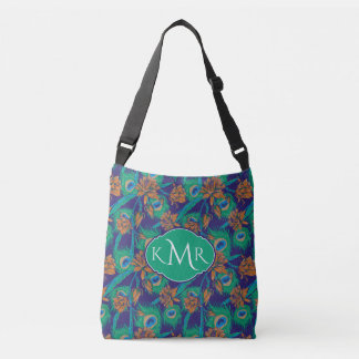 Blumen und Monogramm der Feder-| Tragetaschen Mit Langen Trägern