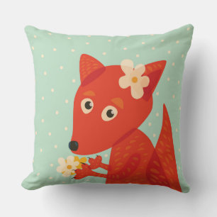 Blumen und niedliche Fox-Kinder Kissen