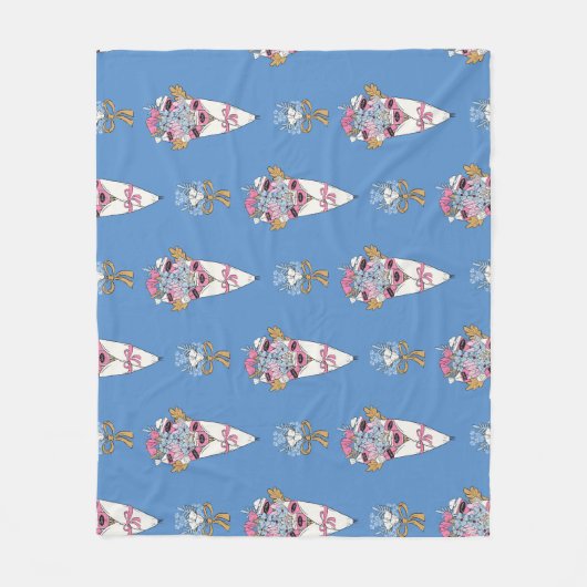 Blumen- und Parfüm-Blumenstrauß-Bundle auf blau Fleecedecke (Vorderseite)