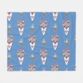 Blumen- und Parfüm-Blumenstrauß-Bundle auf blau Fleecedecke (Vorderseite (Horizontal))