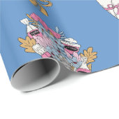 Blumen- und Parfüm-Strauß-Bundle auf blau Geschenkpapier (Rolleneckpunkt)