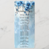 Blumen und Perlen Hochzeitsprogramm Blau Programm (Rückseite)
