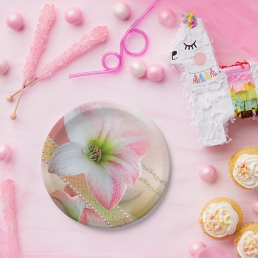 Blumen und Perlen Pappteller (Party)